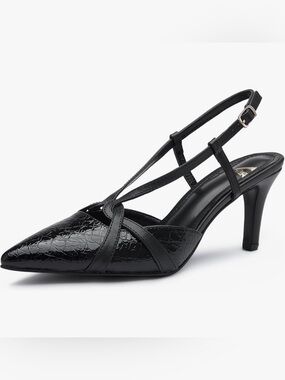 Black Pointed Slingback Heel - Women